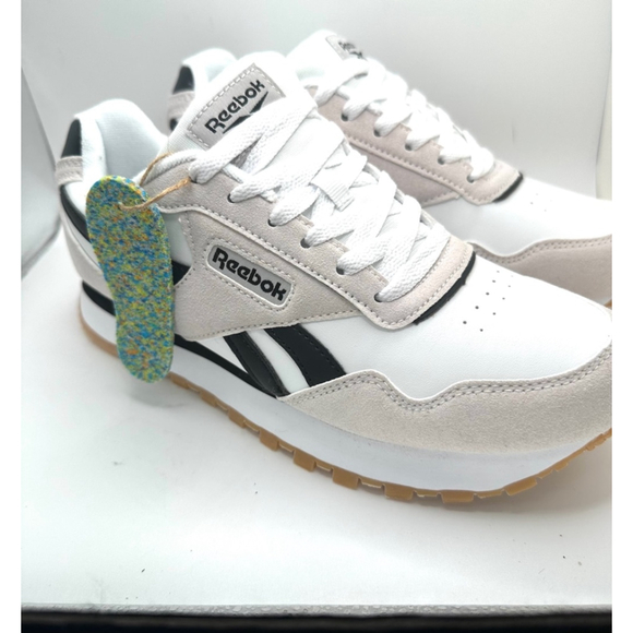 Reebok Shoes - Reebok run double Sneakers White gray Black suede NEW IN BOX women's Size 7.5